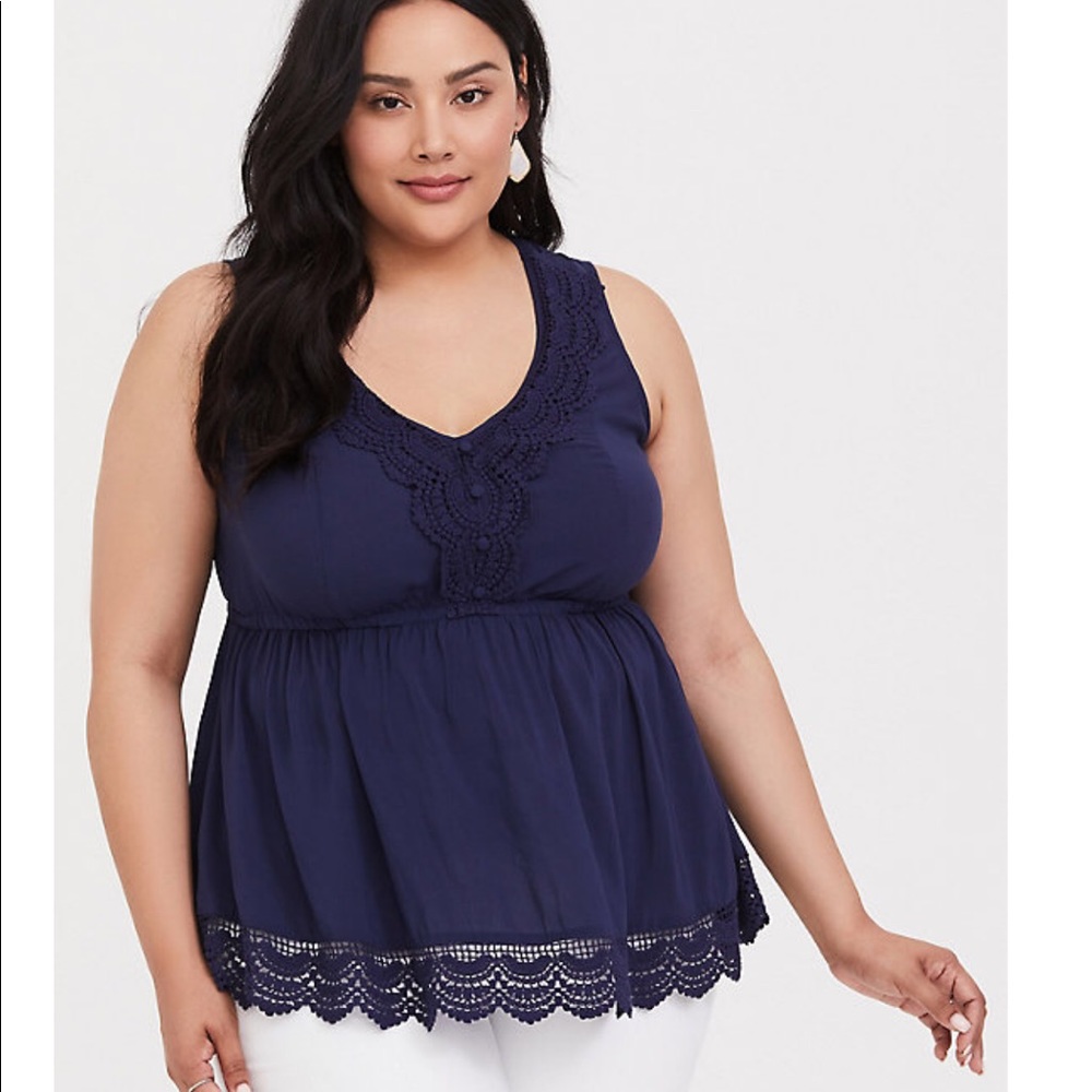 Torrid Navy Challis Blouse